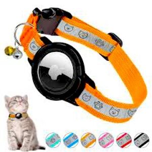 Upgraded Airtag Cat Collar with Reflective Strip, MONBEYEE Integrated Airtag Cat